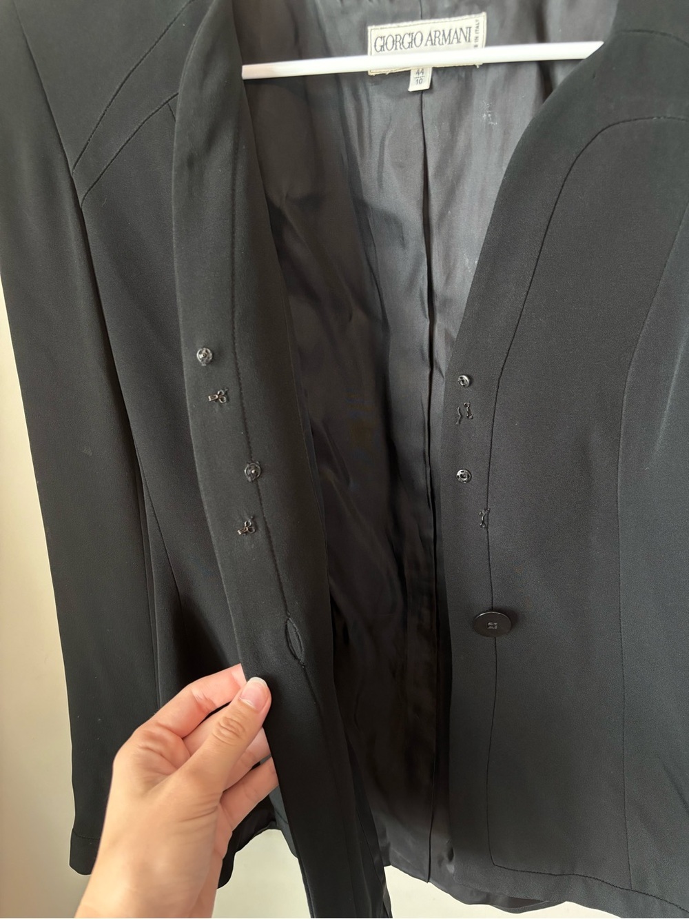 Giorgio Armani Le Collezioni Black Silk Blend Jacket Blazer IT 44 / US 10 - Picture 6 of 9